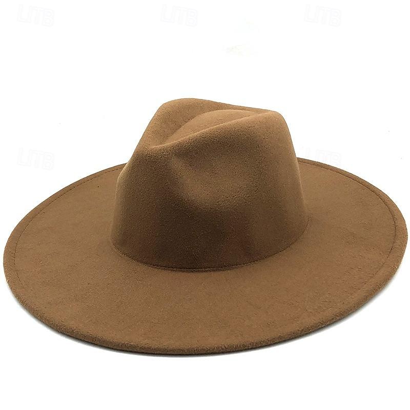 Punk Gothic Wide Brim Hat Fedora Hat Witchy Stiff Women's Fashion Accessory Black Wool Wide Brim Steampunk Witch Hat 2025 - $21.99 –P9