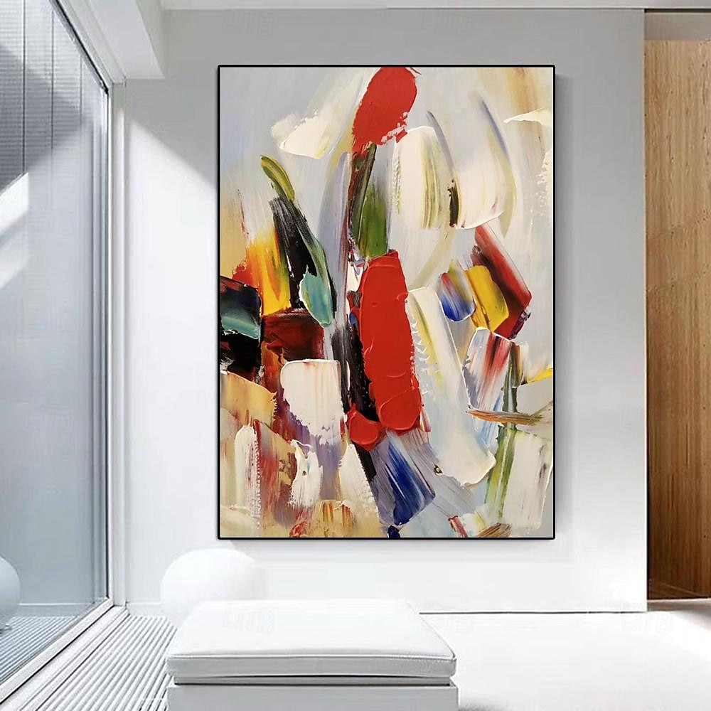 Buntes Gemälde auf Leinwand, handgemalt, moderne abstrakte Kunst, Acrylgemälde, handgemalte Wandkunst, abstraktes Messergemälde, übergroße Wandkunst auf Leinwand, große Wandkunstgemälde 2025 - $116.99 –P4