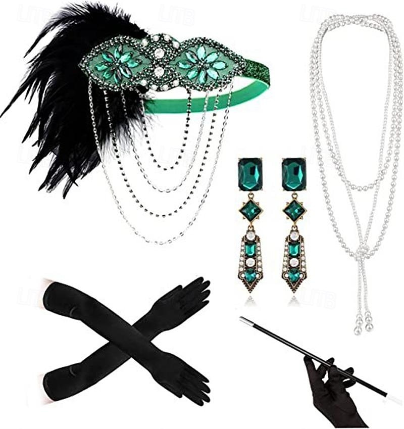 Glada 20-talet 1920-talet Flapper-klänning Klänningar Flapperpannband i tjugotalsstil Den store Gatsby Bröllopsgäst Tofs Fjäder Tofs Fjädrar Maskeradkläder Dam Halloween Maskerad Bröllop Bröllopsgäst 2025 - $71.99 –P11
