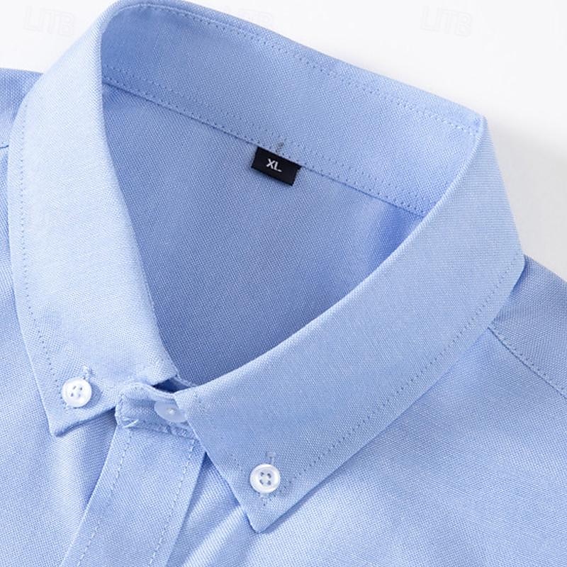 Herr Skjorta Sommarskjorta Knapp upp skjorta Casual skjorta Svart Vit Marinblå Blå Grå Långärmad Slät Knapp ner krage Helgdag Semester Button-Down Kläder Mode Ledigt Bekväm 2025 - $22.99 –P1
