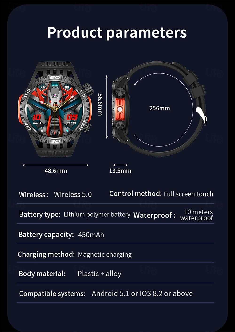 ceas inteligent ht22 ecran de 1,46 inchi apel bluetooth ip68 lanternă cu led rezistentă la apă baterie mare 100 sport gps pistă de fitness ceas inteligent 2025 - $46.99 -P18