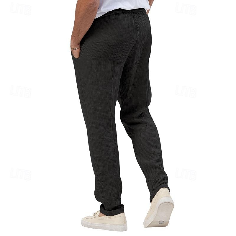 Pánské Kalhoty Plážové šortky Kalhoty pro volný čas Kalhoty Seersucker Šňůrky Elastický pas Straight-Leg Bez vzoru Pohodlné Prodyšné Denní Dovolená Streetwear Módní Na běžné nošení Černá Bílá 2025 - $20.99 –P6