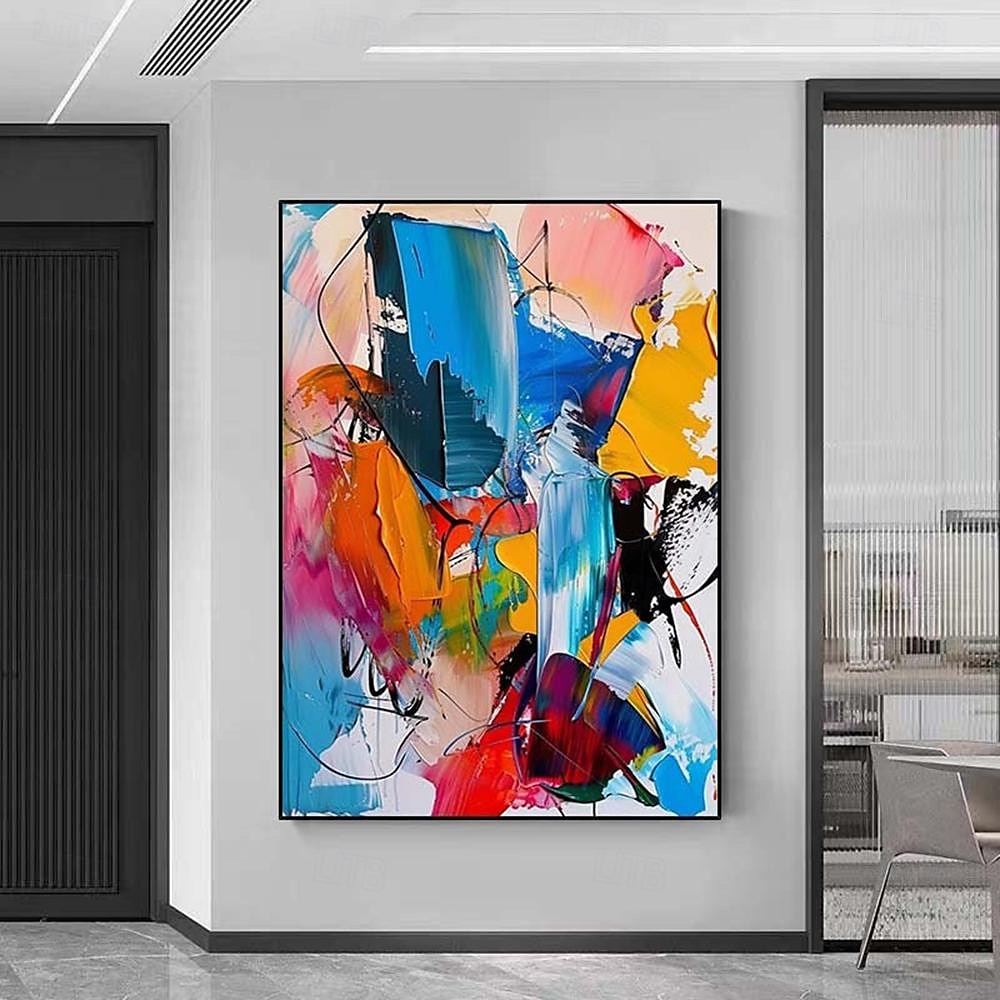 kleurrijk pattle knife schilderij handgemaakt schilderij extra groot abstract schilderij groot canvas kunst schilderij voor woonkamer oversized muurkunst moderne abstracte kunst schilderij voor 2025 - $116.99 –P5