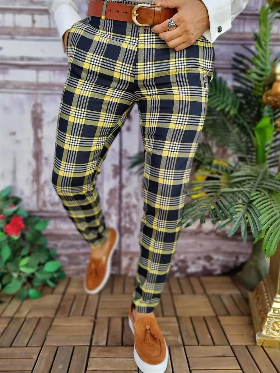 Férfi Nadrág Pamutszövet nadrág Chino nadrág Ceruzanadrág Kockás nadrág Kockás Ránctalanító Üzleti Irodai zsúr Klasszikus Laza elegáns 1 3 2025 - $25.99 –P9