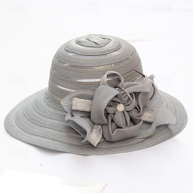 Palarioare Palarie Veșminte de cap Acrilic / Bumbac Clop Floppy Palarie de soare Casual Concediu Elegant Epocă Cu Pene Funde Diadema Articole Pentru Cap 2025 - $26.99 –P1