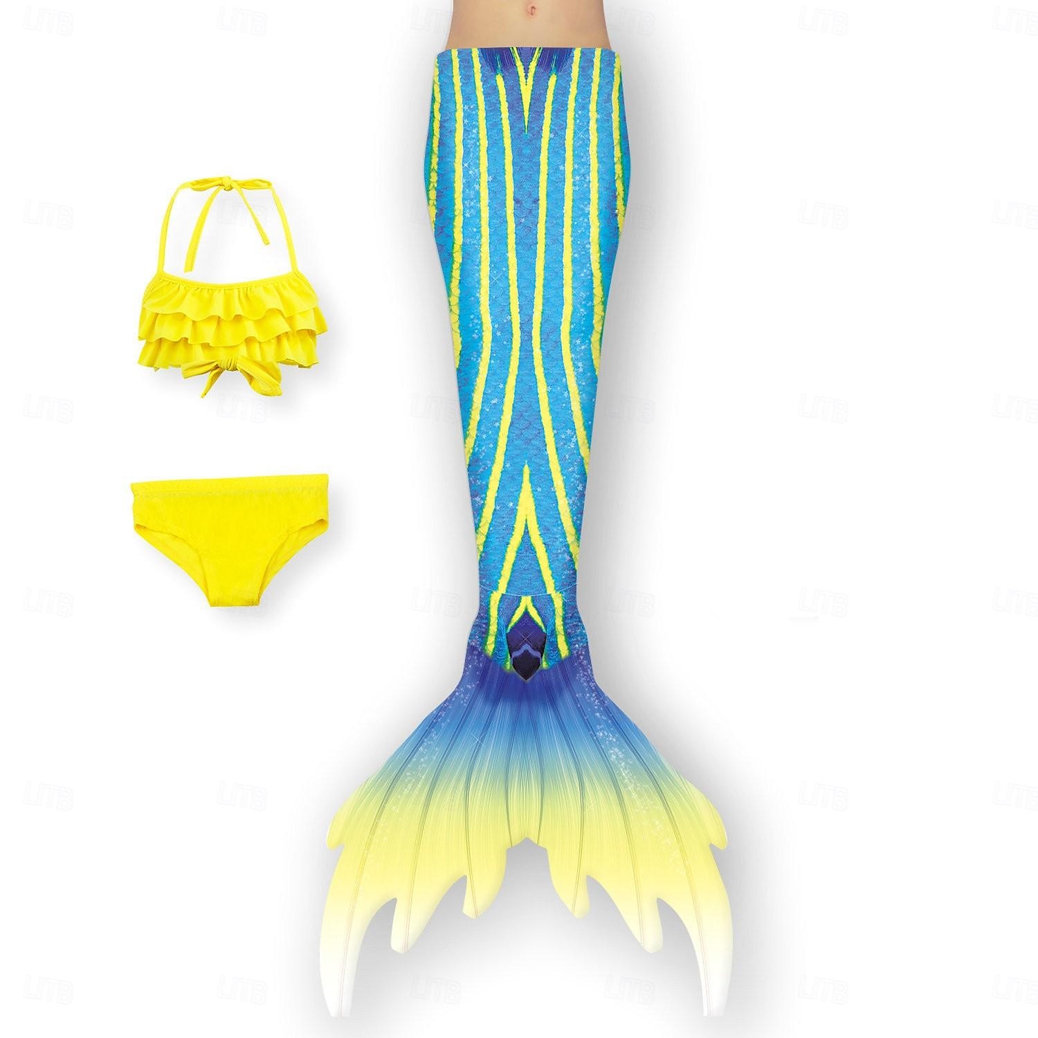 Bambino Da ragazza Tre pezzi Costume da bagno da sirena Costumi da bagno Esterno Bilance Costumi da bagno 2-12 anni Estate Bianco Giallo del 2025 a $26.99 –P11