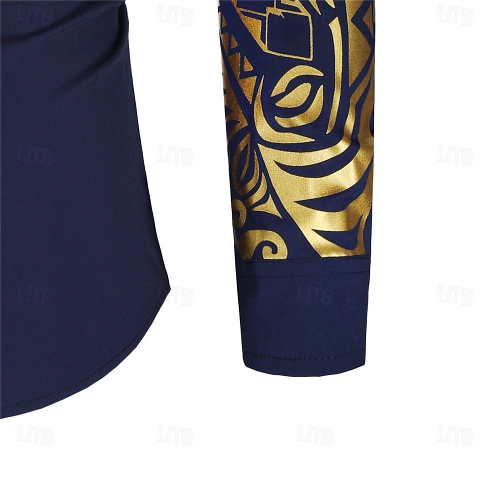 camicia casual da uomo con stampa totemica tribale, abbottonatura frontale, risvolto, maniche lunghe, ideale per feste, eventi sociali, compleanni, regalo, abbigliamento firmato. del 2026 a $27.99 –P3