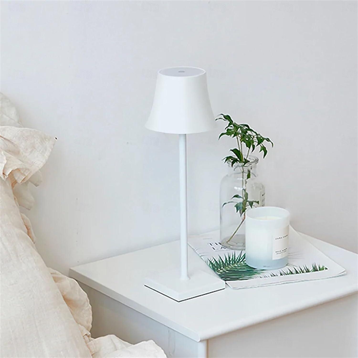 Portable Dimmable Table Lamp Cordless LED Lamp Aluminum Infinite Dimming Table Lamp Dining Room Bedroom Minimalist Type-C Rechargeable Battery Atmosphere Long Lasting 2025 - $52.99 –P6