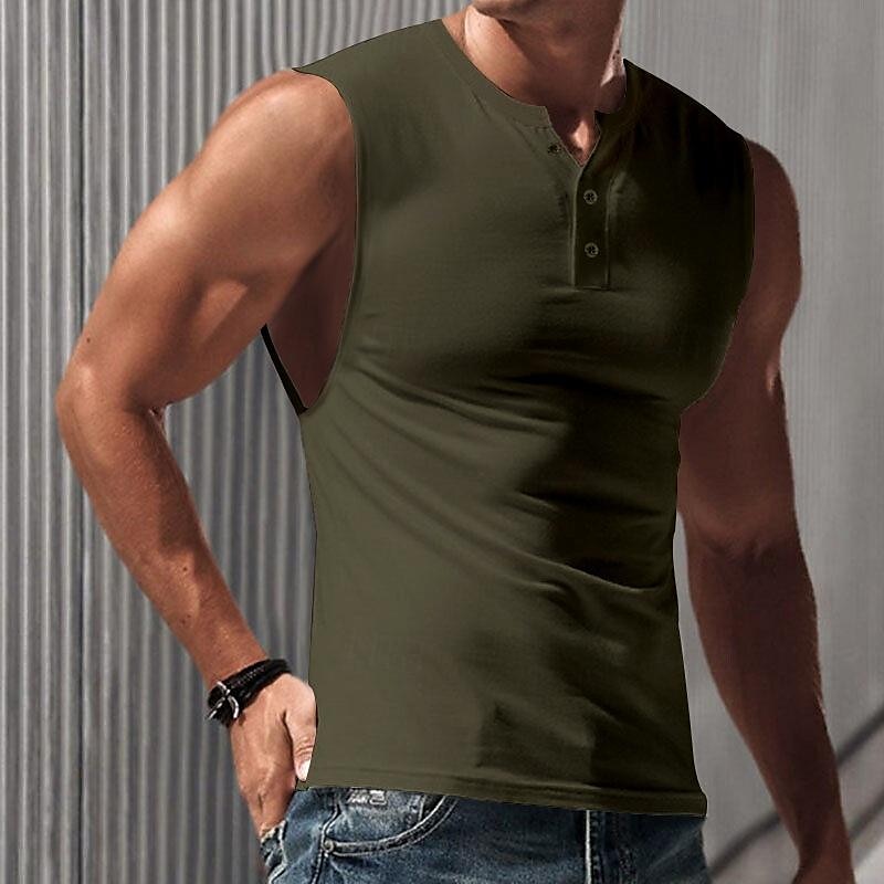 Per uomo Canotta Maglietta smanicata Canottiera Maglietta senza maniche Senza Maniche Henley Primavera & Estate Semplice Moda Designer Essenziale Vacanza Streetwear Uscire Nero Bianco Blu marino del 2025 a $16.49 –P2