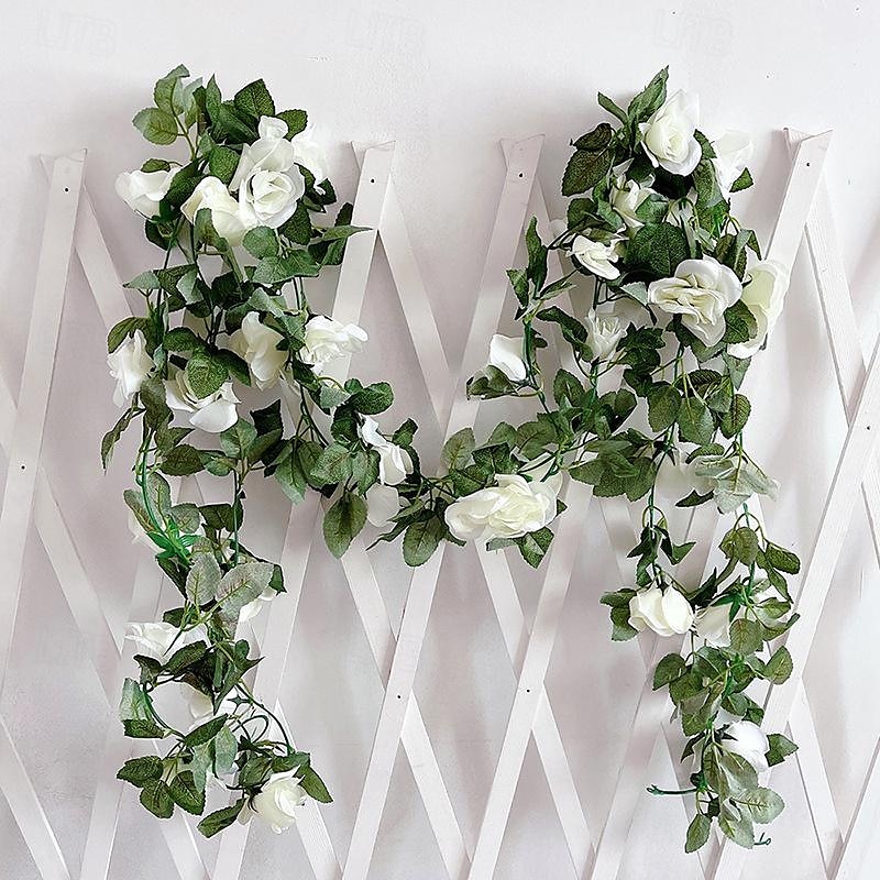 fleurs simulées fleurs artificielles fleurs en soie vigne vignes climatisation conduites d'eau arches de mariage décorations sinueuses rose vignes de 2025 ? $24.99 –P14