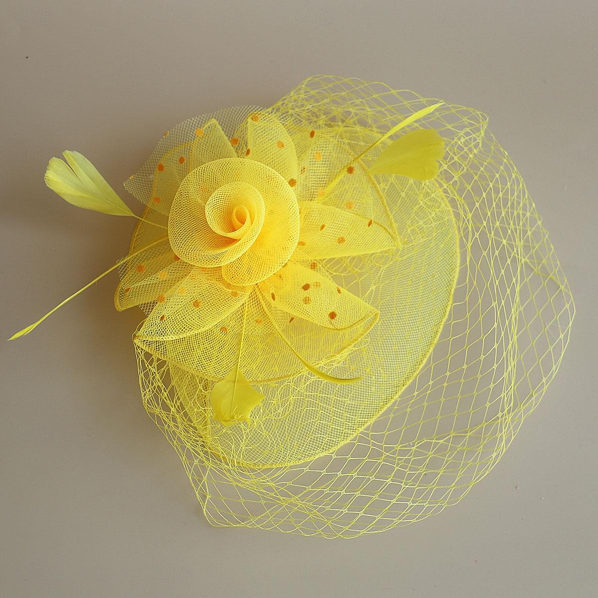 Fascinátory Klobouky Doplňky do vlasů Organza Se širší krempou Cylindr Závojový klobouk Dostih koktejl Elegantní Vinobraní S Peří Mašličky Přílba Pokrývky Hlavy 2025 - $21.99 –P3