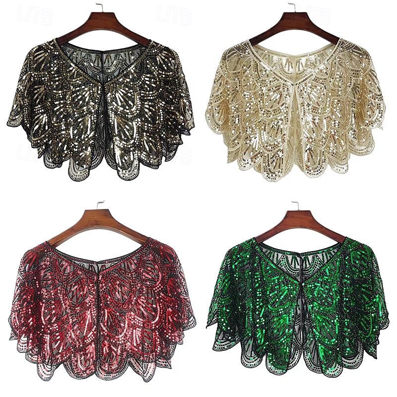 Retro / vintage Urlați 20 de ani Anii 1920 Costum de petrecere Șaluri Gatsby Charleston Invitat la nuntă Paiete Pentru femei Crăciun Carnaval An Nou Evenimente / Petrecere Recepția de Nunt 2025 - $21.99 –P1