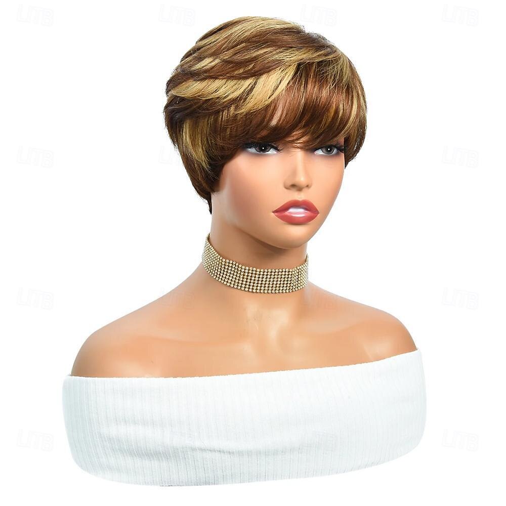 highlight 4/27 ombre pixie parrucche dei capelli umani diritto brasiliano nessuna parrucche anteriori in pizzo capelli umani parrucche caschetto corto per donne nere capelli umani veri colorati ombre del 2025 a $58.99 –P2