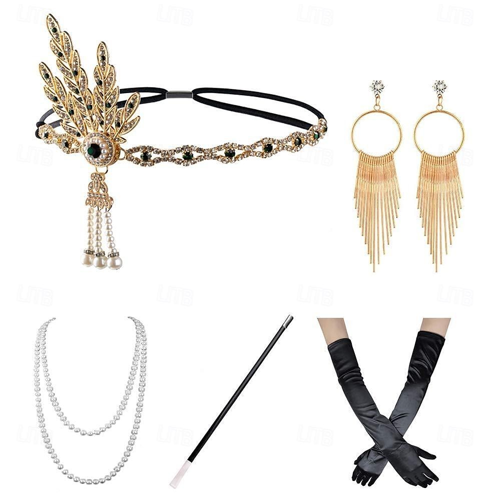 Retro Vintage Goldene Zwanziger 1920er Flapper-Stirnband Zubehörset Der große Gatsby Hochzeitsgast Kostüm Damen Karneval Maskerade Leistung Party / Abend Hochzeitsempfang Erwachsene 1 x 2025 - $24.99 –P9
