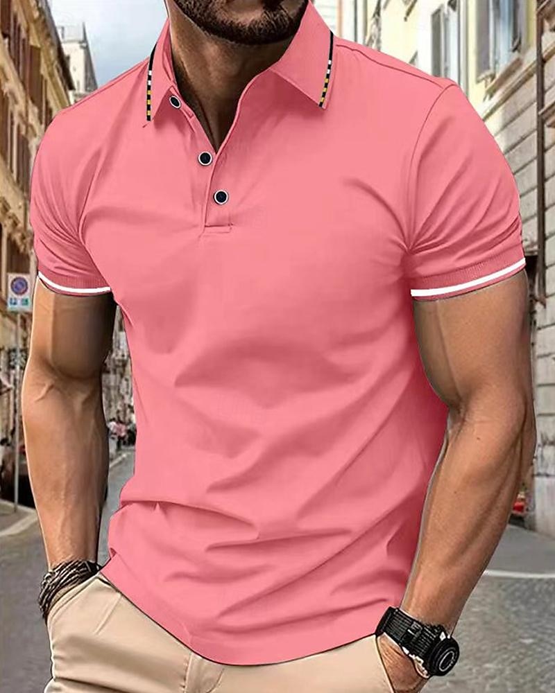 Men's Golf Shirt Golf Polo Work Casual Lapel Short Sleeve Basic Modern Color Block Patchwork Button Spring & Summer Regular Fit Wine Lake Blue Black White Pink Navy Blue Golf Shirt 2025 - $13.99 –P2