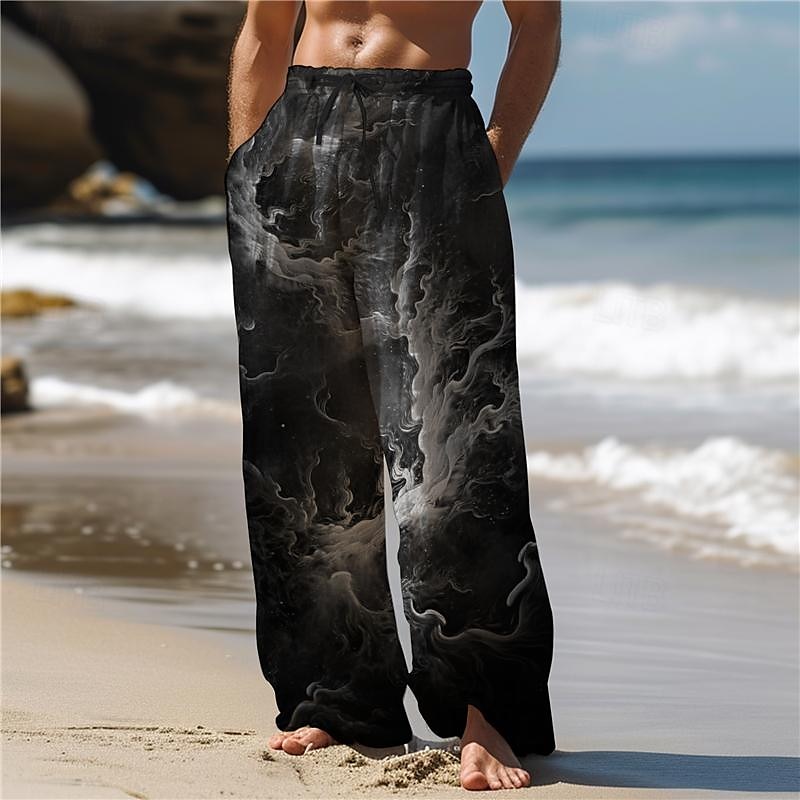 Herre Hawaiisk 3D Print Bukser 3D-utskrift Bukser med rett ben Medium Midje Elastisk midje med snøring utendørs Gate Ferie Sommer Vår Høst Komfortabel form Mikroelastisk 2025 - $25.99 –P7