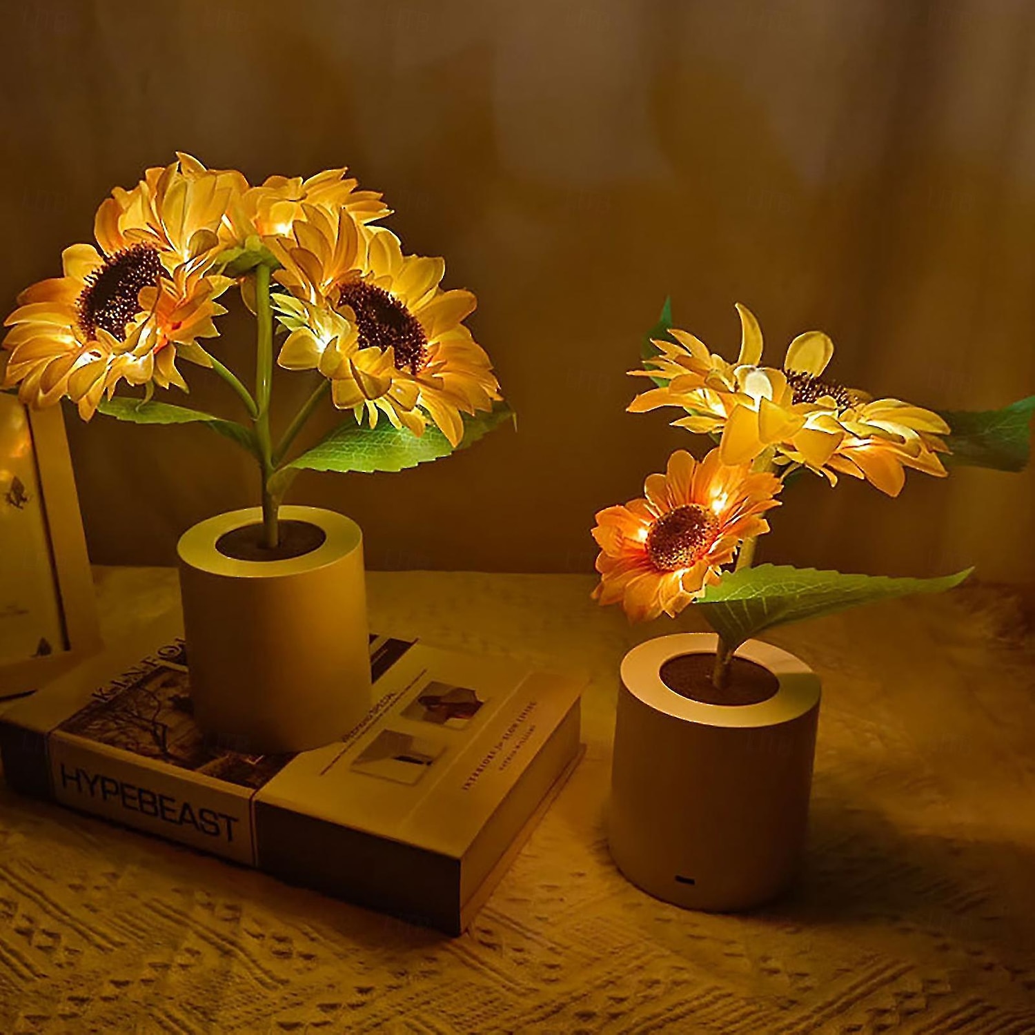 Luz noturna de girassol artificial artesanal, excelente artesanato, luz noturna para quarto, sala de estar, hotel, varanda de 2025 por $37.99 –P1