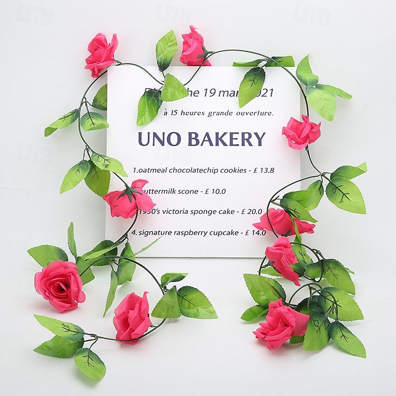 fleurs simulées fleurs artificielles fleurs en soie vigne vignes climatisation conduites d'eau arches de mariage décorations sinueuses rose vignes de 2025 ? $24.99 –P3