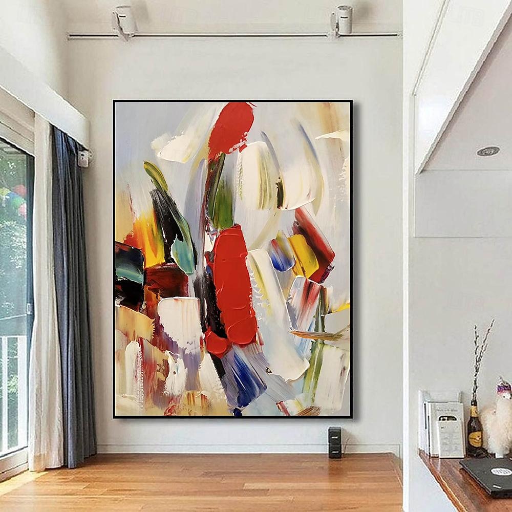 Buntes Gemälde auf Leinwand, handgemalt, moderne abstrakte Kunst, Acrylgemälde, handgemalte Wandkunst, abstraktes Messergemälde, übergroße Wandkunst auf Leinwand, große Wandkunstgemälde 2025 - $116.99 –P1