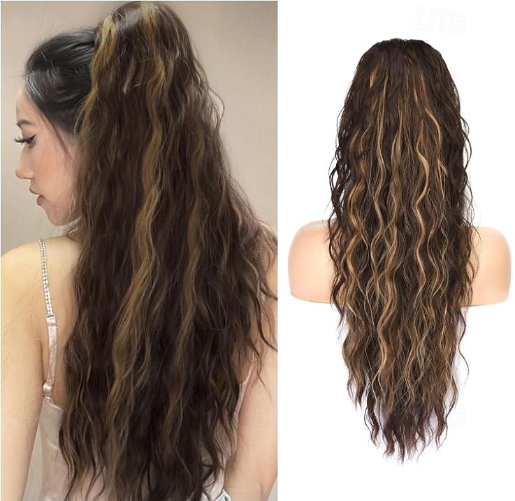 extension de queue de cheval avec cordon de serrage eva long et épais clip ondulé dans les extensions de cheveux queue de cheval postiche synthétique douce naturelle pour femmes de 2025 ? $14.49 –P12