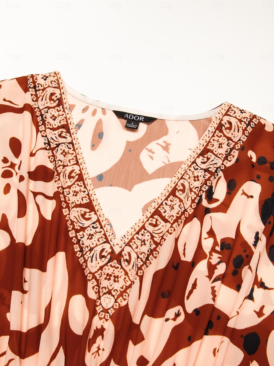 caftan midi en mousseline à imprimé cachemire bohème et col en V de 2026 ? $102.99 –P8