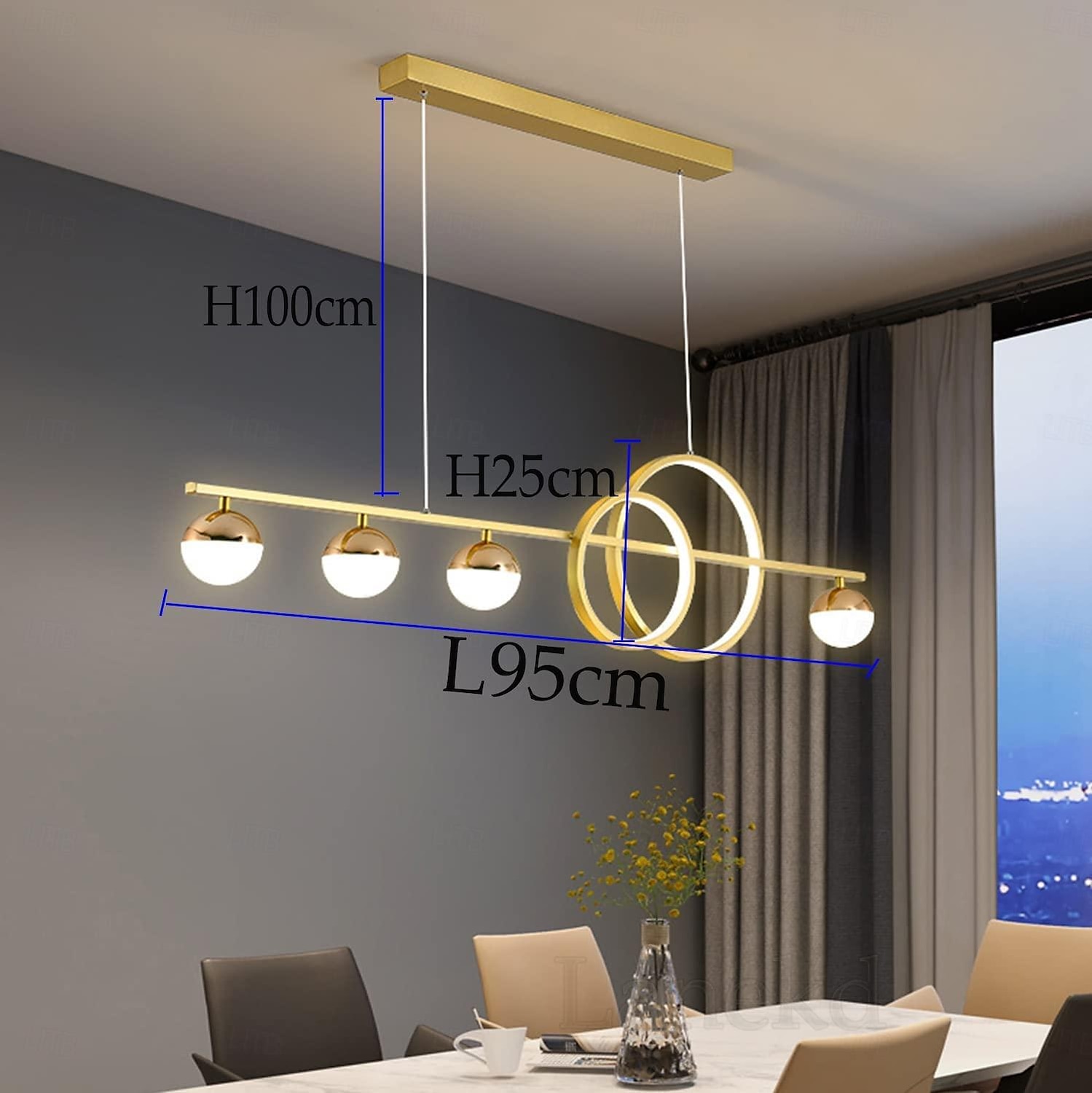 Kitchen Island Light/Lighting Over Table 80/95/120cm Farmhouse Lighting Fixtures Ceiling Hanging Pendant Modern Linear Chandelier with Clear Glass Globe Shade for Dining Room 110-240V 2025 - $299.99 –P3