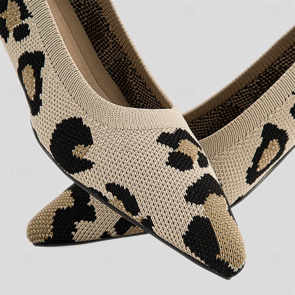 Femme Chaussures à Talons Grandes Tailles Chaussures Flyknit Extérieur Travail du quotidien Léopard Talon hétérotypique Bout pointu Classique Décontractées Confort Marche Tricot Mocassins Léopard de 2025 ? $34.99 –P8