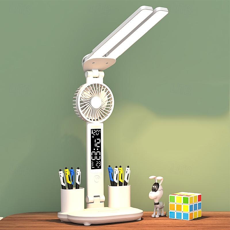 Lámpara de escritorio LED plegable táctil recargable con reloj digital 2025 - $47.99 –P6