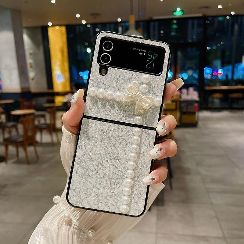 Phone Case For Samsung Galaxy Z Flip 7 Z Flip 6 Z Flip 5 Z Flip 4 Z Flip 3 for Women Girl Bling Glitter Shiny Shockproof Bow tie TPU 2025 - $13.99 –P15