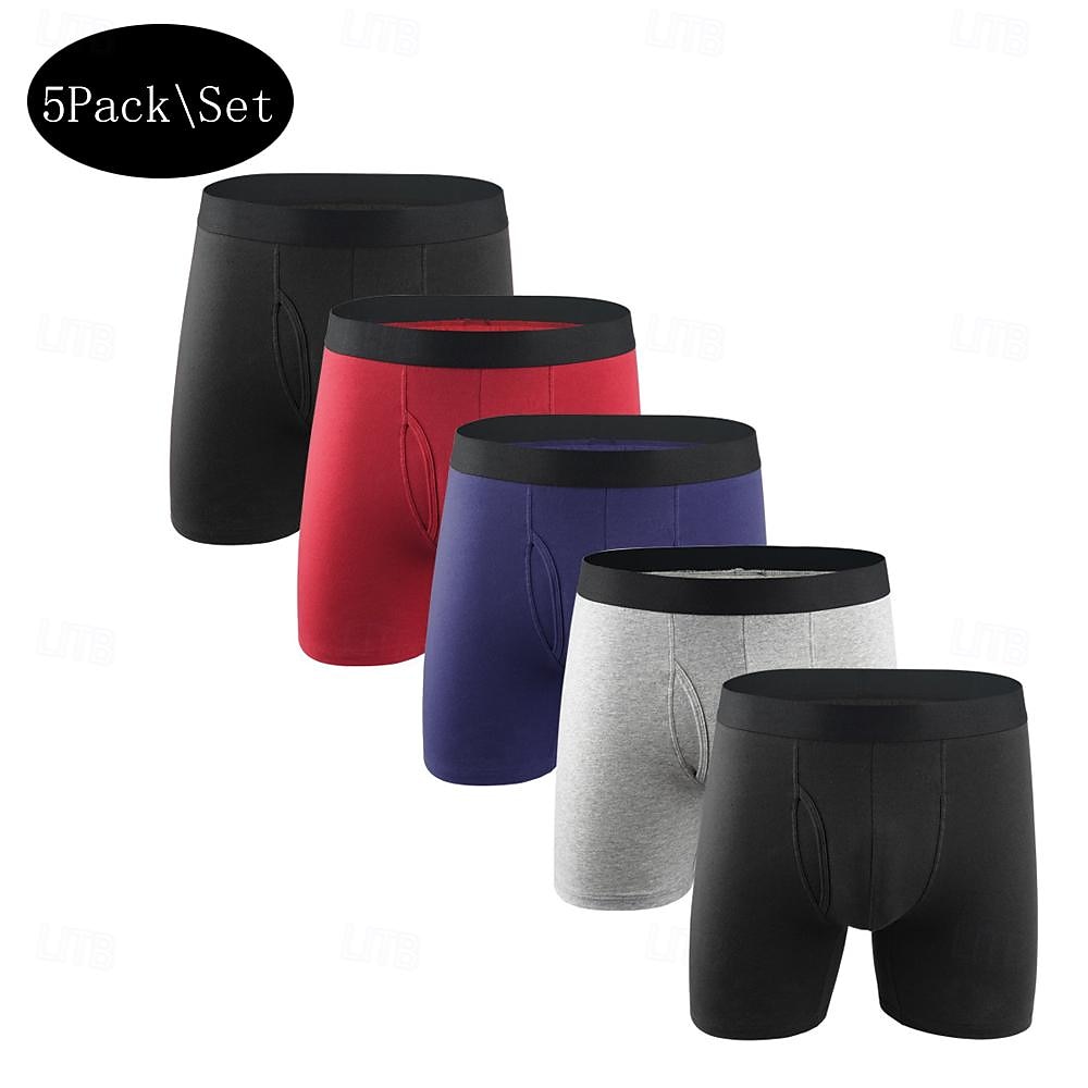 Multi Packs 5pcs Men's Black+Gray+Blue+Wine Underwear Shorts Biker Shorts Elastic Waist Plain Outdoor Daily 95% Cotton All Seasons 2025 - $28.99 –P1