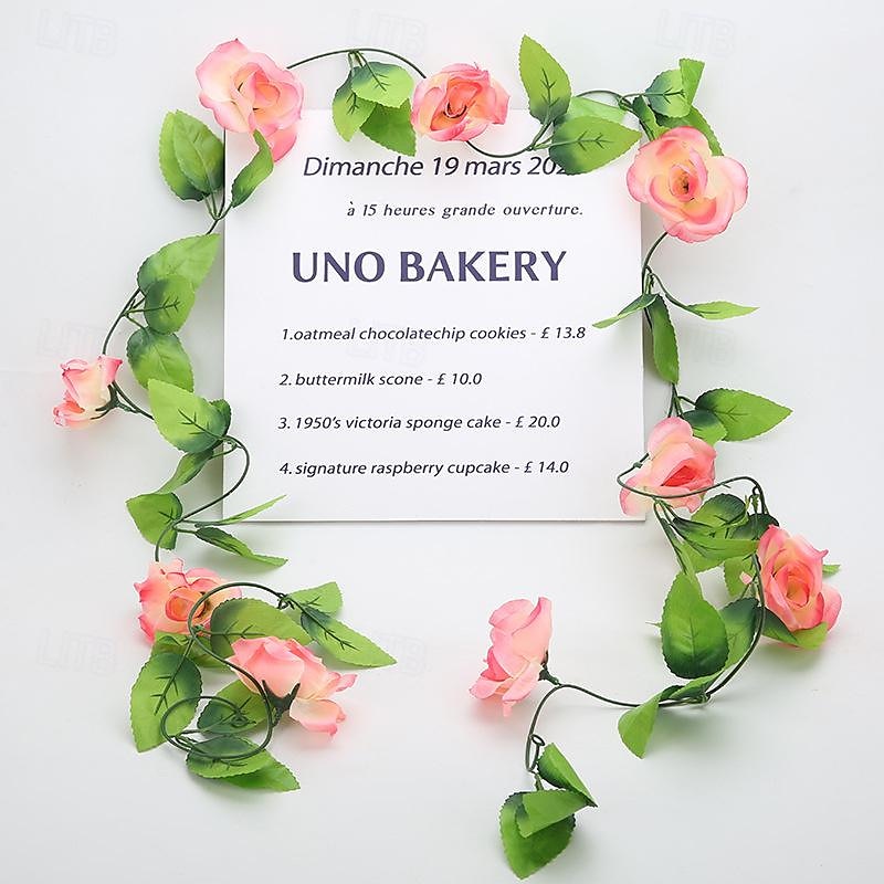 fleurs simulées fleurs artificielles fleurs en soie vigne vignes climatisation conduites d'eau arches de mariage décorations sinueuses rose vignes de 2025 ? $24.99 –P9