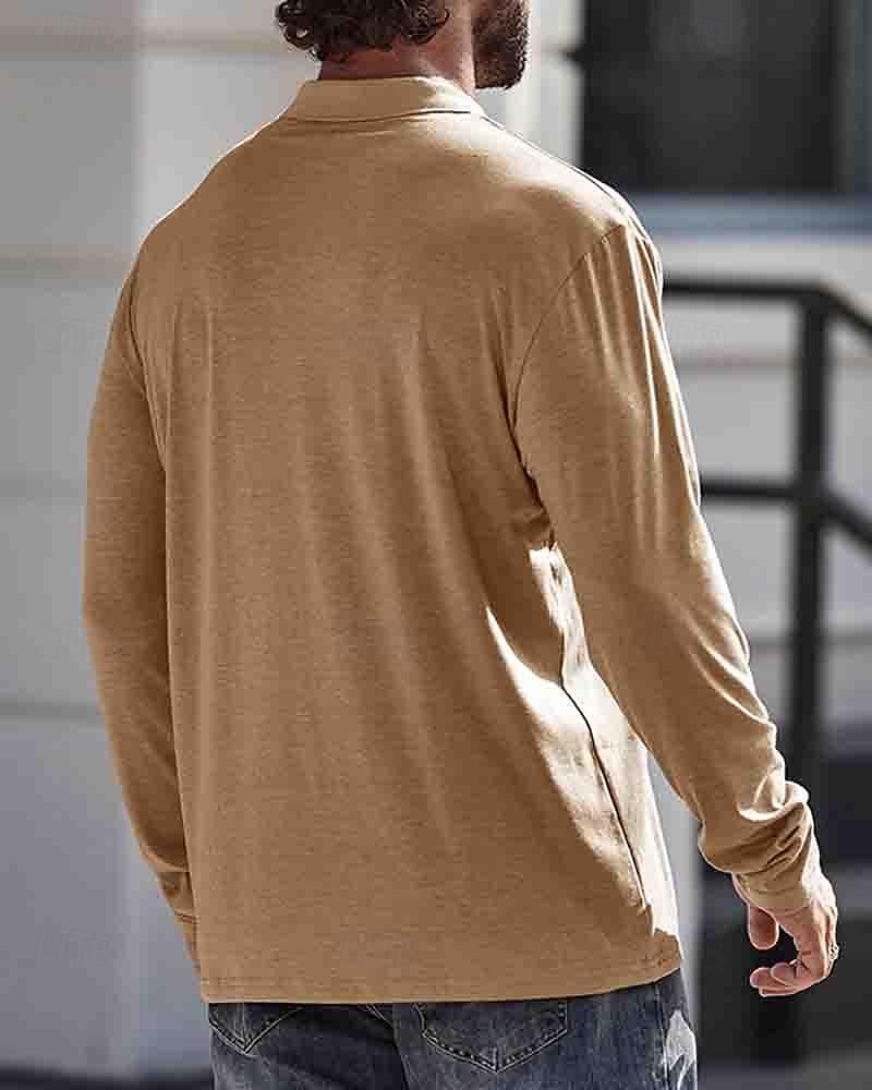 Herren Poloshirt aus Baumwolle Golfhemd Arbeit Casual Kargen Langarm Basic Modern Glatt Taste Tasche Frühling & Herbst Regular Fit Dunkelrot Wein Aprikose Dunkelgrau Wasserblau Schwarz Poloshirt aus 2025 - $18.99 –P2