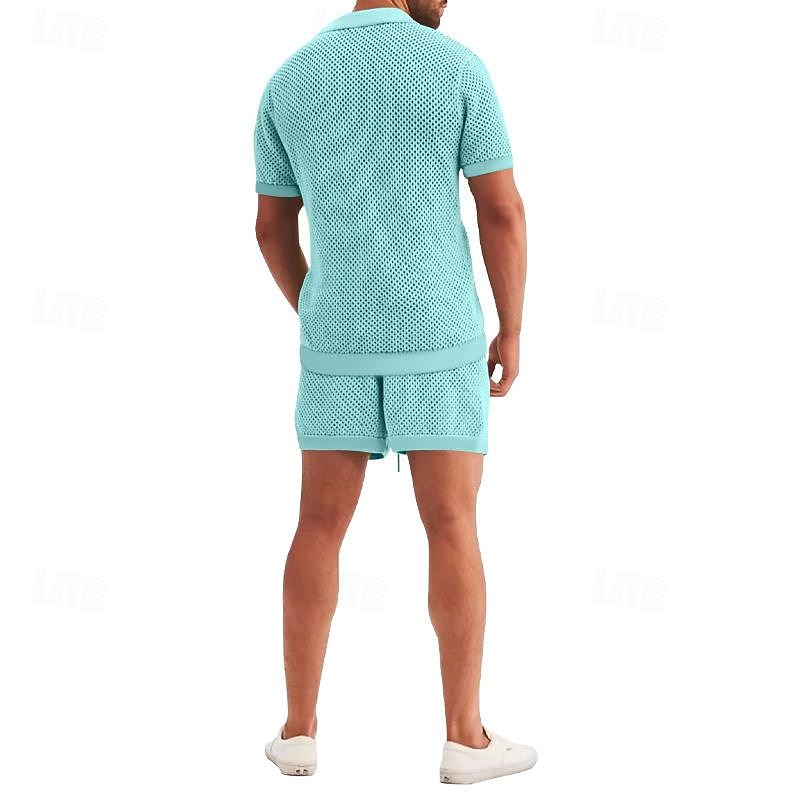 Hombre Camisa Conjunto de camisa Camisa de verano Camisa casual Camisa de playa Abotonar la camisa Negro Blanco Azul Real Gris Ligero Azul claro Manga Corta Plano Diseño Vacaciones Hawaiano Malla Ropa 2026 - $43.99 –P11