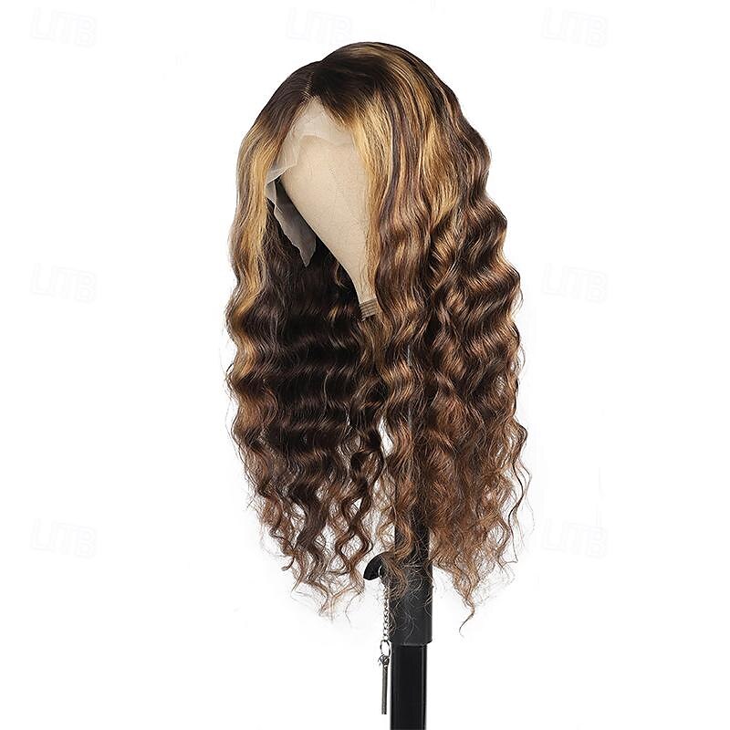 Parrucche per capelli umani anteriori in pizzo con onda profonda sciolta al 150% densità 13 * 4 Parrucche per capelli umani in pizzo trasparente evidenziano 4/27 colori del 2025 a $174.99 –P6