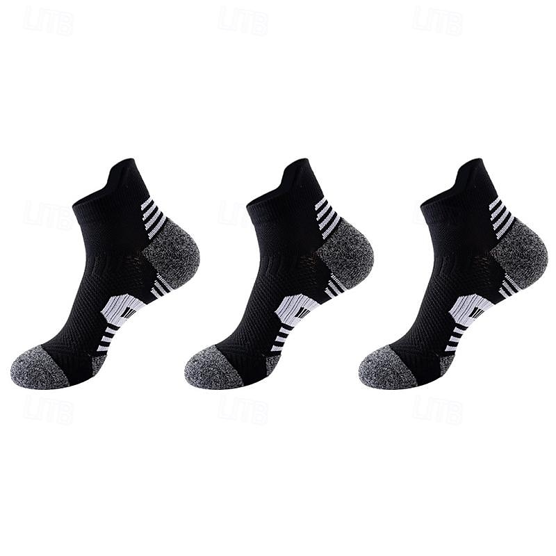 Men's 3 Pack Multi Packs Socks Ankle Socks Running Socks Casual Socks Black White Color Color Block Sports & Outdoor Casual Daily Basic Medium Spring Fall Fashion 2025 - $8.49 –P3