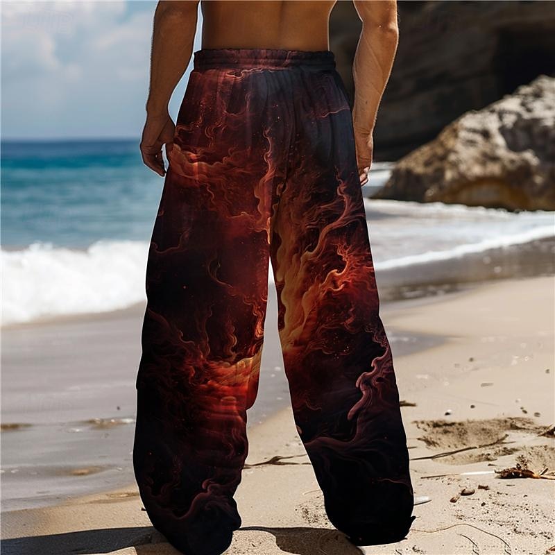 Herre Hawaiisk 3D Print Bukser 3D-utskrift Bukser med rett ben Medium Midje Elastisk midje med snøring utendørs Gate Ferie Sommer Vår Høst Komfortabel form Mikroelastisk 2025 - $25.99 –P2