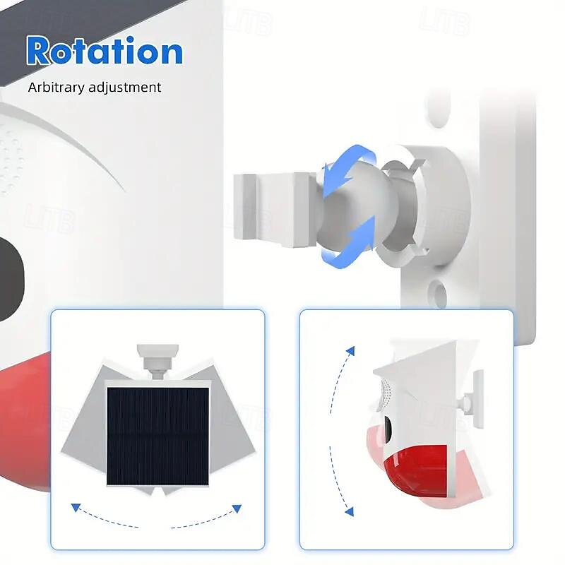 Solar Strobe Alarm Light with Motion Detection - 120dB Siren, 7 Modes, Remote Controller & Real-Time APP Notification for Home, Farm, Villa, Yard 2025 - $52.99 –P4