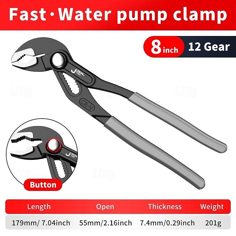 Water Pump Pliers Quick-Release Plumbing Pliers Pipe Wrench Adjustable Water Pipe Clamp Pliers Household Hand Tools Multi-functional Kitchen Sink Spanner Wrench That Defend Bath 2025 - $12.99 –P11
