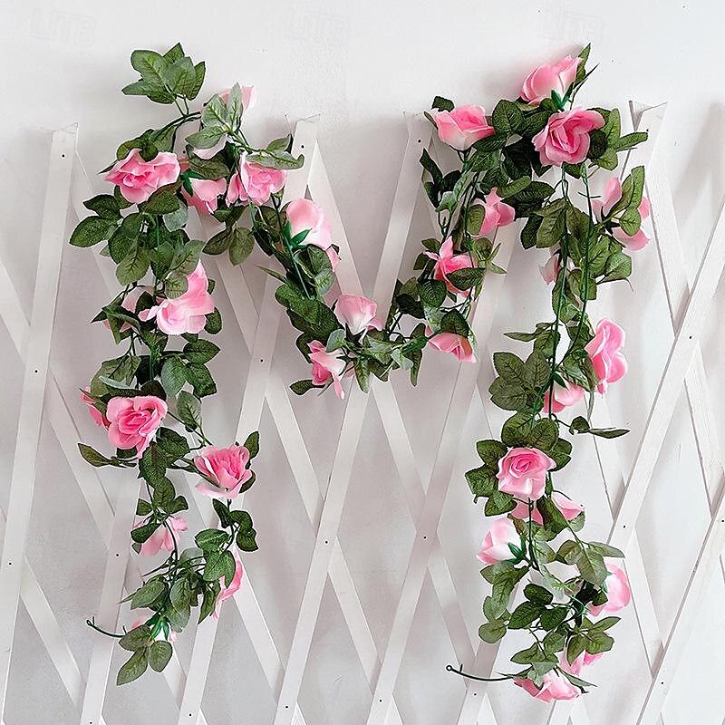 fleurs simulées fleurs artificielles fleurs en soie vigne vignes climatisation conduites d'eau arches de mariage décorations sinueuses rose vignes de 2025 ? $24.99 –P13