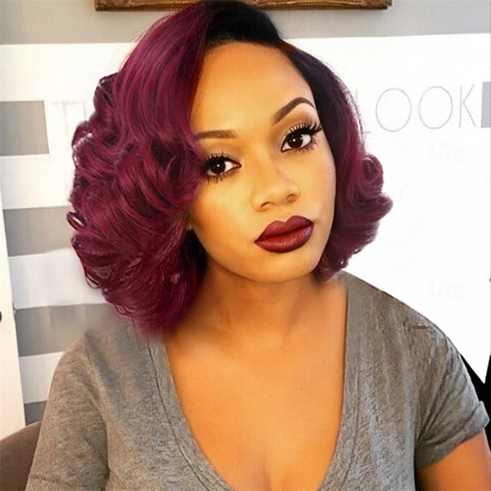 korte krullende bob pruiken losse golf zijdeel pruik voor zwarte vrouwen korte body wave bob synthetische pruik 2025 - $20.99 –P9