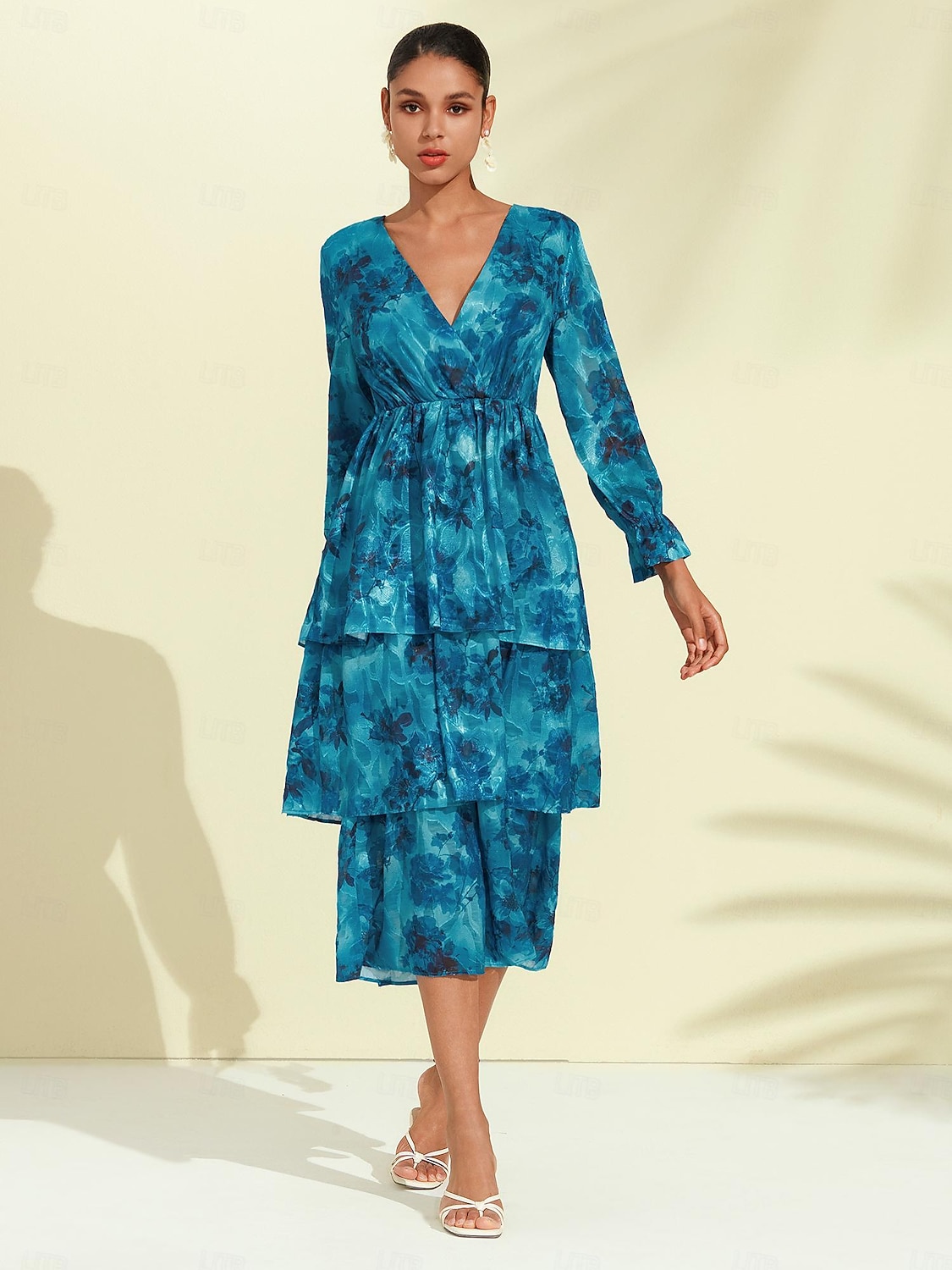 robe midi élégante en mousseline à jacquard fleuri de 2026 ? $113.99 –P4