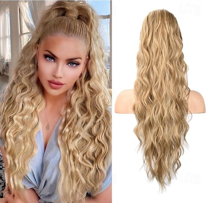 extension de queue de cheval, extensions de cheveux de queue de cheval avec cordon de serrage longue queue de cheval ondulée bouclée postiche synthétique ondulée naturelle pour les femmes usage de 2025 ? $13.99 –P8
