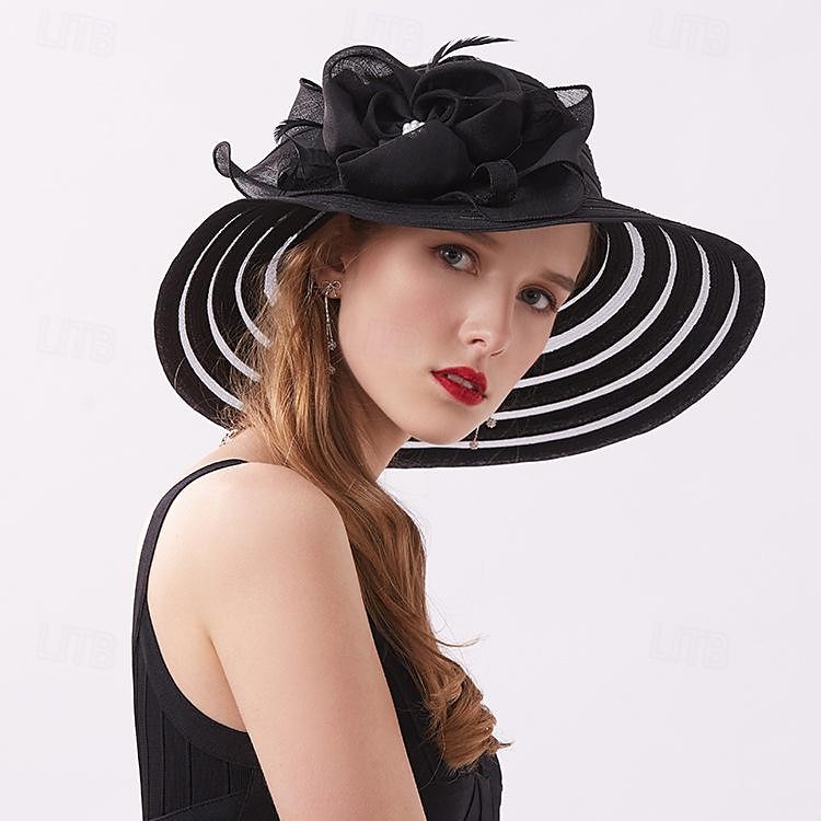 Palarioare Palarie Veșminte de cap Acrilic / Bumbac Clop Floppy Palarie de soare Casual Concediu Elegant Epocă Cu Pene Funde Diadema Articole Pentru Cap 2025 - $26.99 –P5