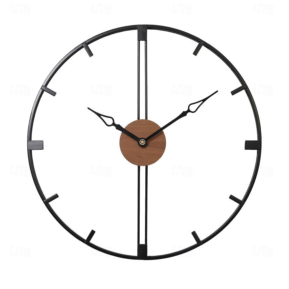 Reloj de pared artístico grande y moderno, reloj de pared grande, decoración artística, relojes de pared, decoración de oficina, minimalista, metal negro para cocina, dormitorio, negro, 60cm 2025 - $116.99 –P5