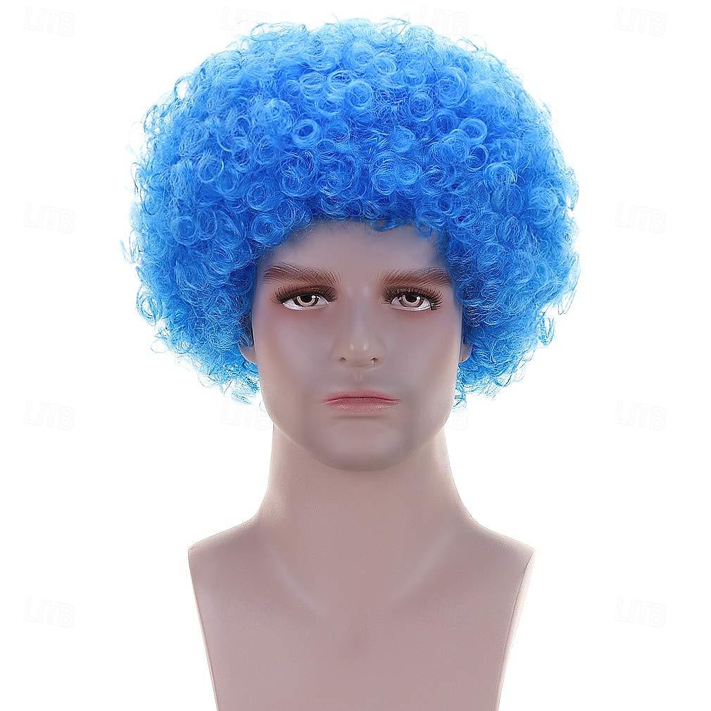 bolyhos afro szintetikus bohóc paróka férfiaknak női cosplay anime party karácsonyi karnevál díszes vicces parókák kék 2025 - $18.49 –P2