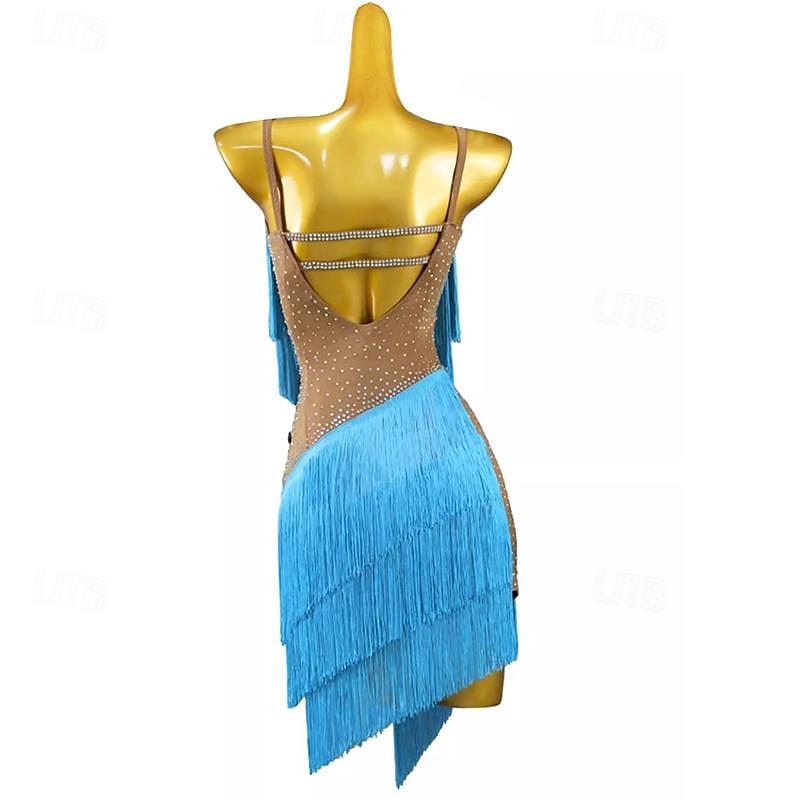Balli latino-americani Abito Con diamantini Nappa Per donna Da ragazza Prestazioni Addestramento Senza maniche Alto Elastene del 2025 a $119.99 –P6