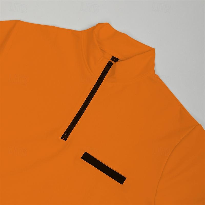 Men's Polo Shirt Pullover Sports Daily Wear Quarter Zip Long
