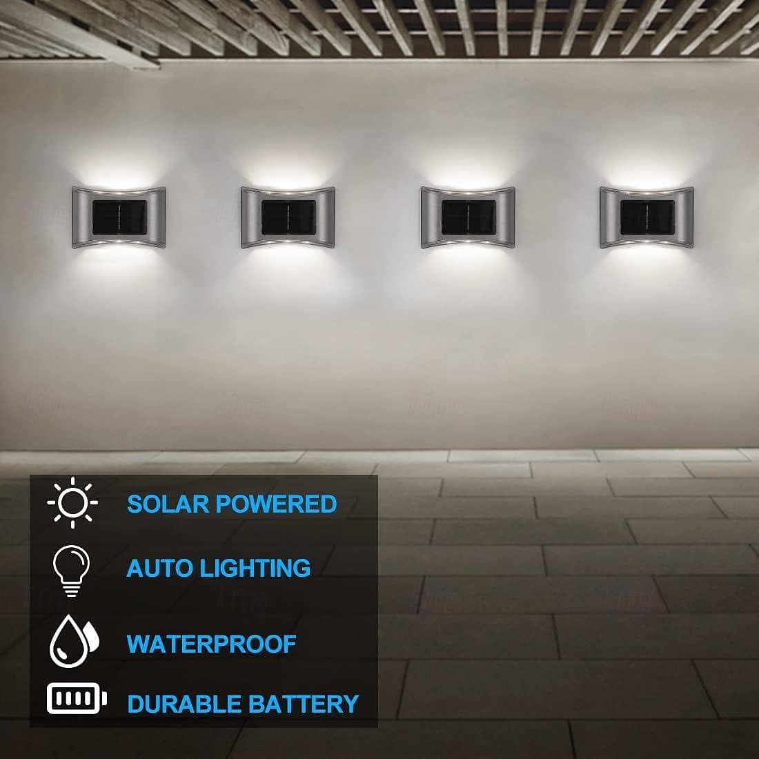 2/4pcs Solar Wall Light Up and Down Outdoor IP65 Waterproof LED Step Light Solar Fence Lights For Outdoor Yard Garden Lawn Patio Courtyard Fences Driveway Pathway Decoration 2025 - $30.99 –P5