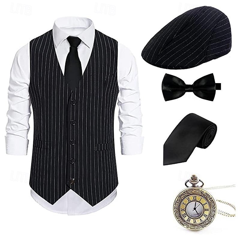 Rugido 20s 1920s Retro Antiguo Accesorios Chaleco Sombrero de panamá El gran Gatsby Caballero Gángster Moda Disfraz Hombre Navidad Víspera de Todos los Santos Carnaval Fiesta de baile Despedida de 2026 - $44.99 –P4