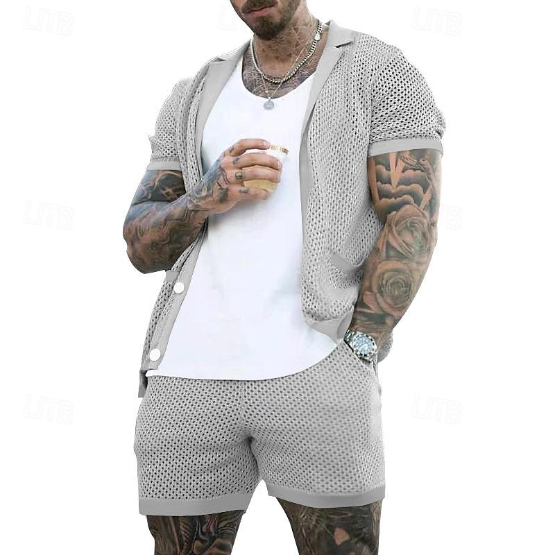 Hombre Camisa Conjunto de camisa Camisa de verano Camisa casual Camisa de playa Abotonar la camisa Negro Blanco Azul Real Gris Ligero Azul claro Manga Corta Plano Diseño Vacaciones Hawaiano Malla Ropa 2026 - $43.99 –P15